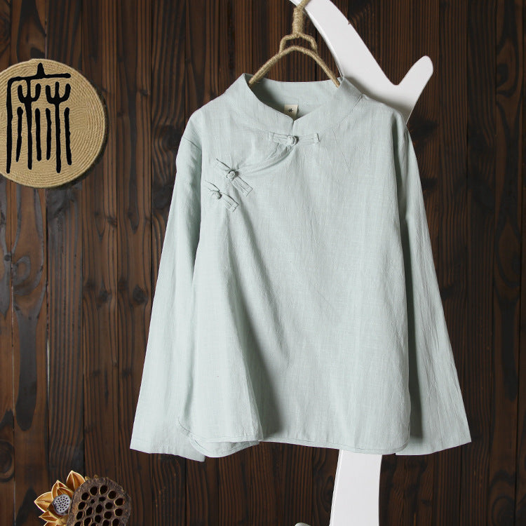 Cotton linen shirt shirt top