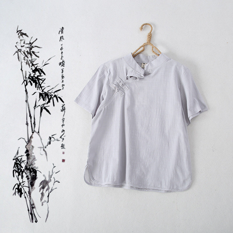 Cotton linen shirt shirt top