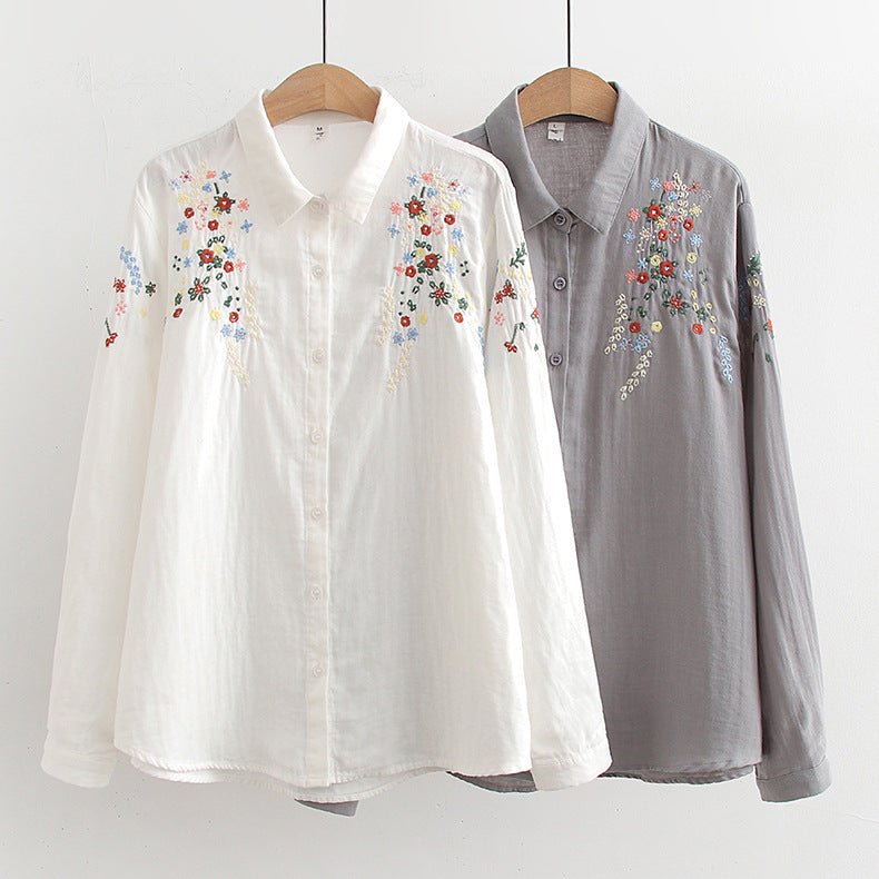 Double-layer Yarn Embroidery Little Flower Student Undershirt