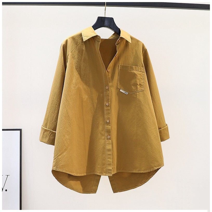 Women's Outer Solid Color Shirt Loose Mid-length